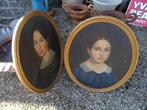 2 mooie ovalen Franse schilderijen portretten jonge vrouwen, Antiek en Kunst, Kunst | Schilderijen | Klassiek, Ophalen