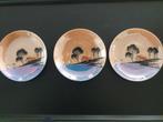 3 schotels oud Japans tafereel Porselein, Ophalen of Verzenden