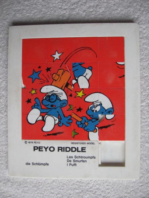 Smurfen schuifpuzzel (Riddle) 20 x 17cm, Verzamelen, Smurfen, Gebruikt, Gebruiksvoorwerp, Ophalen of Verzenden