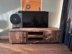 Landelijk tv kast spoorbielzen hout, Ophalen, 150 tot 200 cm, Zo goed als nieuw, Minder dan 100 cm