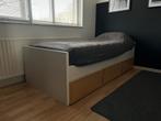 Bed met lade, Gebruikt, 90 cm, Eenpersoons, Wit