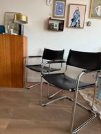 Twee design stoelen,  Bauhaus stijl, Mart Stam, Gebruikt, Twee, Zwart, Leer