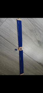 Blauw goud ketting choker, Ophalen of Verzenden, Nieuw, Blauw, Overige materialen
