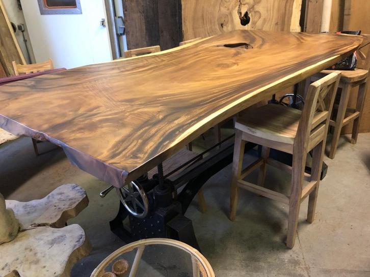 Boomstamtafels suar hoog laag onderstel, Huis en Inrichting, Tafels | Eettafels, Nieuw, 100 tot 150 cm, 200 cm of meer, Vijf personen of meer