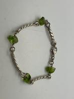 K599 Prachtige zilveren armband limegroene stenen, Sieraden, Tassen en Uiterlijk, Armbanden, Ophalen of Verzenden, Zilver, Zilver