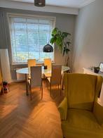 Eetkamertafel, glas + 4 stoelen, sky., Huis en Inrichting, Tafels | Eettafels, Ophalen, Gebruikt, 50 tot 100 cm, Glas