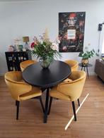 Eetkamertafel + 4 Velvet Kuipstoelen, 200 cm of meer, Zo goed als nieuw, Rechthoekig, 50 tot 100 cm