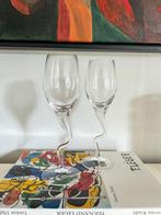 2x Vintage wavy / swirl wijnglazen, Ophalen of Verzenden, Zo goed als nieuw, Overige typen