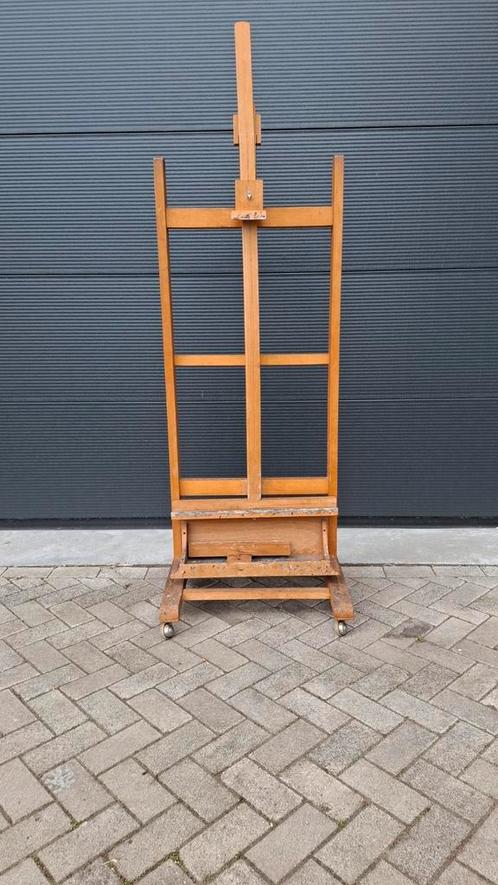 Lichte houten schildersezel | vintage op wieltjes, Hobby en Vrije tijd, Schilderen, Zo goed als nieuw, Ezel, Ophalen