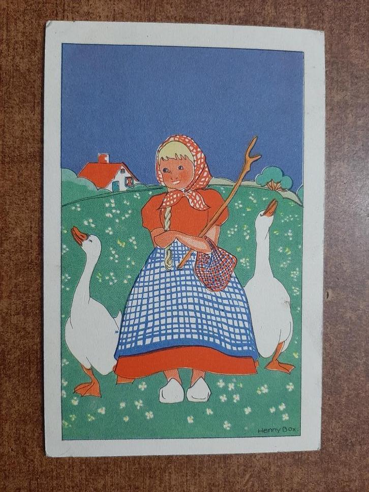 reclame J Bijloos Den Haag ill Henny Box ganzenhoedster jr30, Verzamelen, Ansichtkaarten | Themakaarten, Ongelopen, 1920 tot 1940