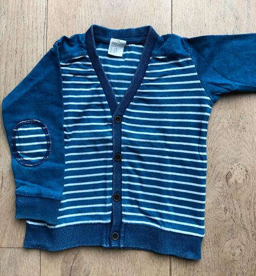 Blauw/wit gestreept vestje, maat 74, H&M, Kinderen en Baby's, Babykleding | Maat 74, Zo goed als nieuw, Jongetje, Truitje of Vestje