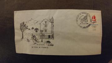 Enveloppe met ééndags stempel van de Tour de France. beschikbaar voor biedingen