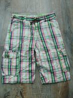 Mitch bermuda korte broek groen / roze geruit maat 152, Broek, Ophalen of Verzenden, Zo goed als nieuw, Jongen