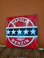 Oude emaille reclamebord Dapolin benzin, Ophalen of Verzenden