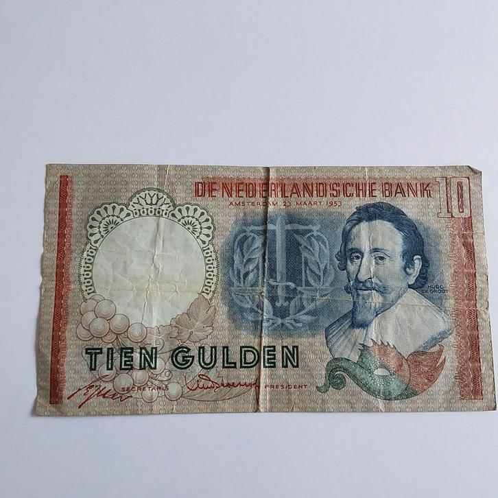 10 Gulden Biljet 1953 - Hugo de Groot, Postzegels en Munten, Bankbiljetten | Nederland, Los biljet, 10 gulden, Ophalen of Verzenden