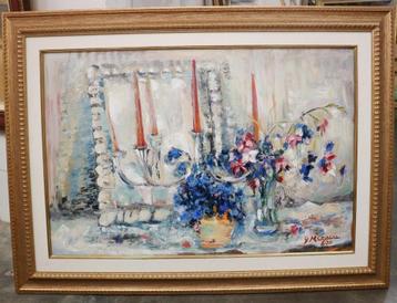 Getta Maria CRISCIU, stilleven met bloemen en kandelaar beschikbaar voor biedingen