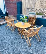 Prachtige set van 3 Rohe Rotan Fauteuils en een salontafel, Tuin en Terras, Tuinsets en Loungesets, Ophalen, Bijzettafel, 3 zitplaatsen