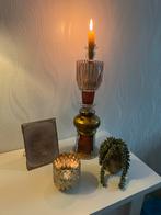 Vintage Upcycle Kandelaar - Bruin & Goud, Ophalen of Verzenden, Bruin, 25 tot 50 cm