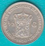 Nederland halve gulden 1930 Wilhelmina zilver in munthouder, Postzegels en Munten, Munten | Nederland, ½ gulden, Zilver, Ophalen of Verzenden