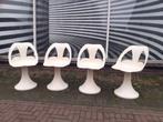 4 kunststof stoelen op voet space age design jaren 70 retro, Vier, Kunststof, Gebruikt, Ophalen of Verzenden