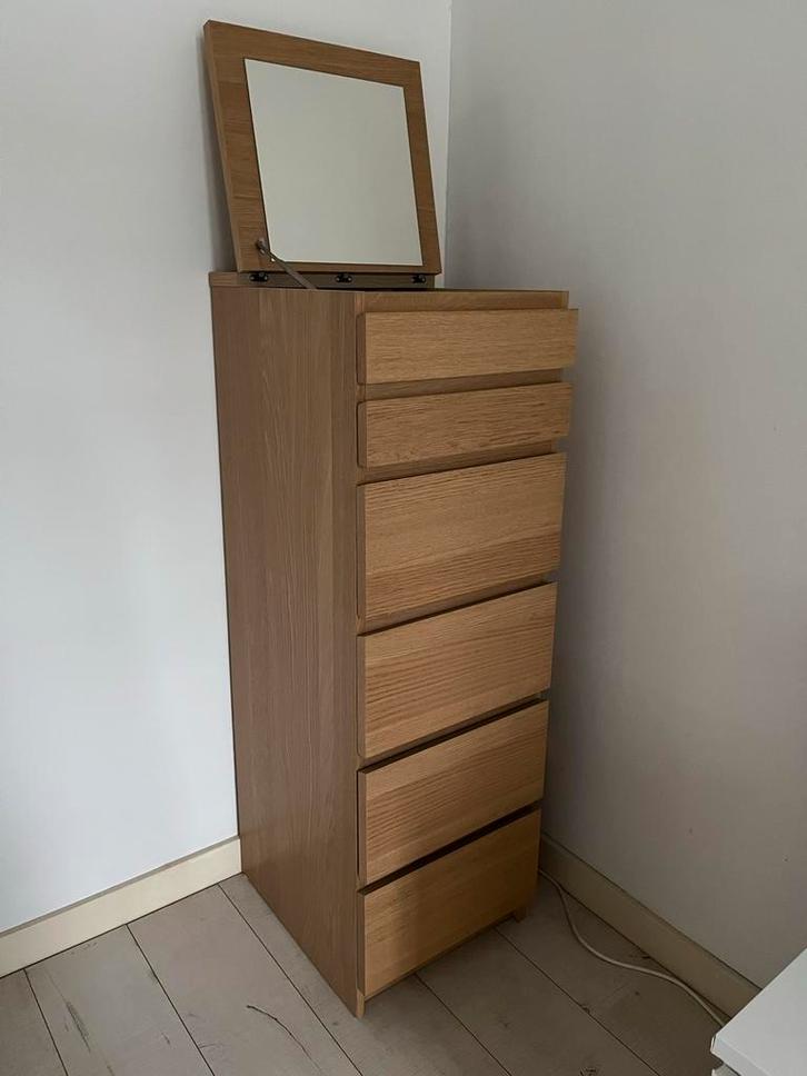 IKEA Malm ladekast met spiegel, Huis en Inrichting, Kasten | Ladekasten, Gebruikt, 100 tot 150 cm, Minder dan 50 cm, 25 tot 50 cm