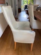 6 beige, leren eetkamerstoelen, Huis en Inrichting, Ophalen, Gebruikt, Overige kleuren, Leer