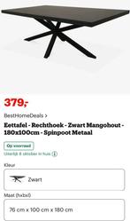 Mangohout eettafel spinpoot metaal/189x100cm (Nieuw), Huis en Inrichting, Tafels | Eettafels, Ophalen, Mangohout, 50 tot 100 cm