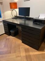 Zwart bureau. Eiken 20 lade, Huis en Inrichting, Bureaus, Ophalen, Gebruikt, Bureau