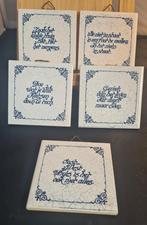 5 vintage tegeltjes met spreuken, Ophalen of Verzenden, Zo goed als nieuw