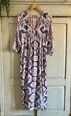 Prachtige Antik Batik lange - maxi JURK S / 38, Ophalen, Wit, Maat 36 (S), Gedragen