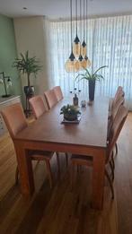 Teak houten tafel met 8 stoelen, Huis en Inrichting, Tafels | Eettafels, Ophalen, 200 cm of meer, 50 tot 100 cm, Zo goed als nieuw