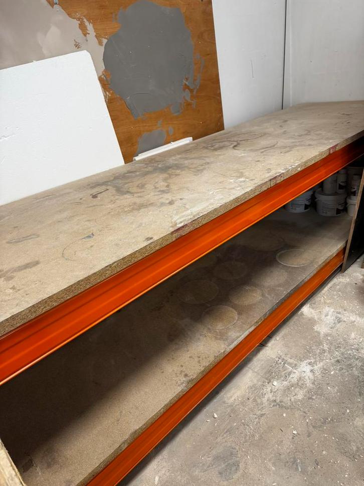 Werkbank - industriëel - 4 meter lang, Doe-het-zelf en Verbouw, Werkbanken, Gebruikt, 170 cm of meer, Ophalen