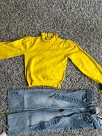 Twinset broek met steentjes 4 met truitje 6 jaar, Broek, Meisje, Ophalen of Verzenden, Zo goed als nieuw