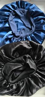 Set van 2 Luxe Satijnen Haar Bonnets – Zwart & Donkerblauw, Ophalen of Verzenden, Nieuw, Eenpersoons, Zwart