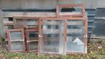 Houten ramen met glas - in totaal 6 stuks, Doe-het-zelf en Verbouw, Glas en Ramen, Ophalen, Gevelraam of Ruit, Gebruikt, Minder dan 80 cm