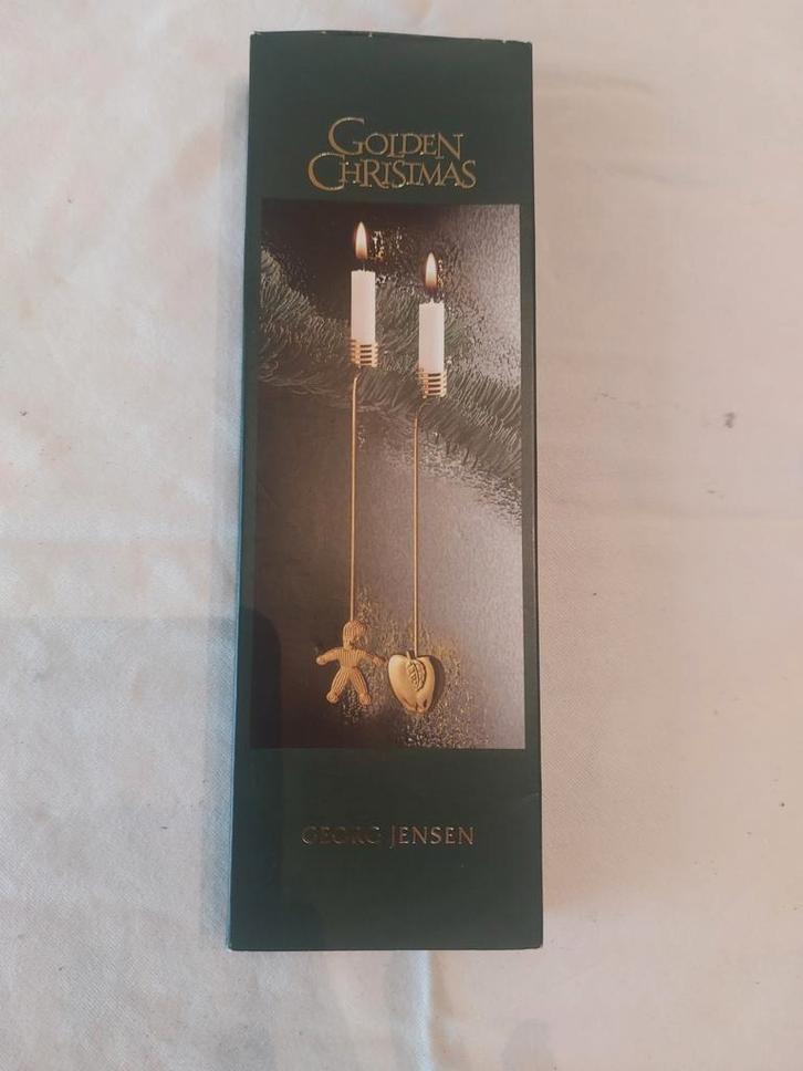 Georg Jensen gouden kaarsenhouders mannetje en appel, Diversen, Kerst, Gebruikt, Ophalen of Verzenden
