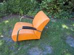 Vintage leren stoel, Huis en Inrichting, Ophalen, Gebruikt, Hout
