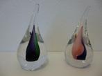 Twee glaskristallen glasdruppels van helder glas, Ophalen of Verzenden