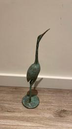 Bronzen beeldje van ooievaar / reiger, Ophalen of Verzenden, Brons