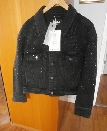 Mooi Only Rhinestone jasje mt XL 42 stretch washed black nw beschikbaar voor biedingen