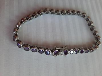 100% ZILVEREN ARMBAND MET AMATHIST ZIRKONIAS beschikbaar voor biedingen