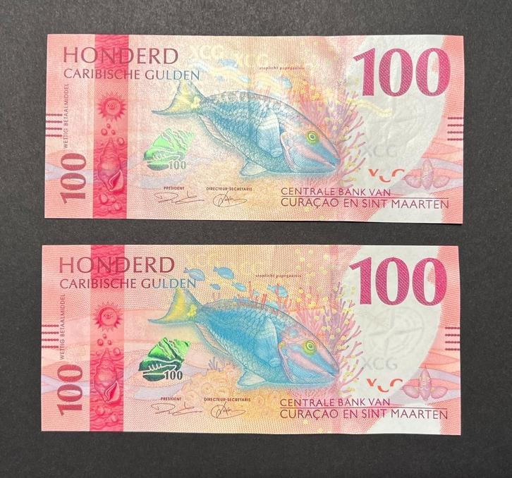Curaçao / Sint Maarten - 2x 100 Caribische gulden 2025, Postzegels en Munten, Bankbiljetten | Amerika, Midden-Amerika, Ophalen of Verzenden
