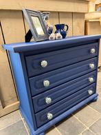 Brocante ladekast blauw, Huis en Inrichting, Kasten | Ladekasten, Ophalen, 50 tot 100 cm, Zo goed als nieuw, Minder dan 100 cm