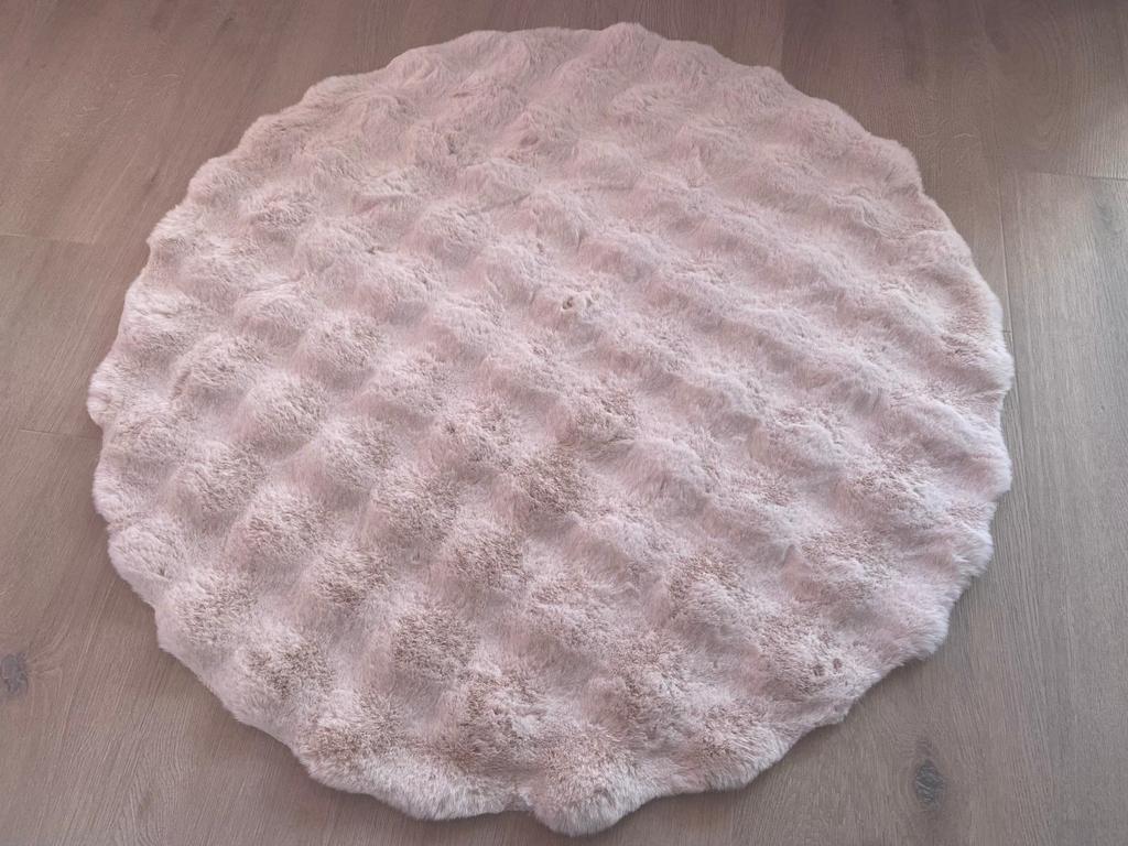 Zacht Oudroze Rond Vloerkleed - 1 Meter Diameter, Huis en Inrichting, Stoffering | Tapijten en Kleden, Rond, Nieuw, Ophalen of Verzenden