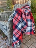 Prachtige rood vintage geblokte plaid/ dekentje van wolmix, Gebruikt, 100 tot 150 cm, Wit, Ophalen of Verzenden