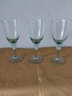 3 vintage handgeblazen groene wijnglazen, Ophalen of Verzenden
