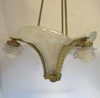 originele bronzen art deco luster grote schelpen schalen, Antiek en Kunst, Ophalen