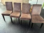 Eetkamerstoelen set van 4, Ophalen, Gebruikt, Bruin, Leer