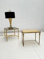 Hollywood Regency Vintage brass glass table BF Italy lamp, Ophalen