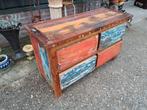 Kleurrijk tv meubel, sidetable, console gemaakt van sloophou, Ophalen, Zo goed als nieuw, 25 tot 50 cm, Minder dan 100 cm